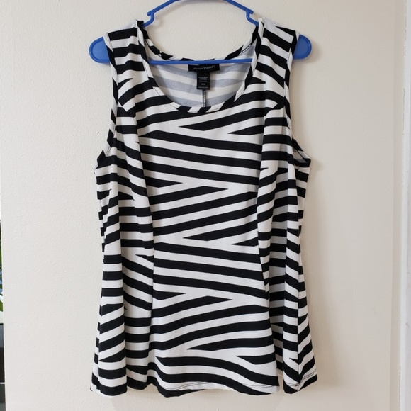 Ashley Stewart Tops - Ashley Stewart Black White Striped Sleeveless top